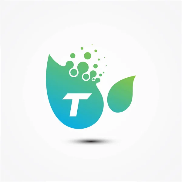 Yaprak vektör tasarımı T harfi sembol tasarımı minimalist — Stok Vektör