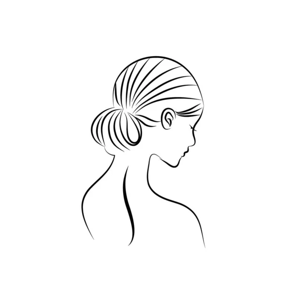Idea de símbolos vectoriales y diseños de logotipo con silueta de retrato de mujer — Archivo Imágenes Vectoriales
