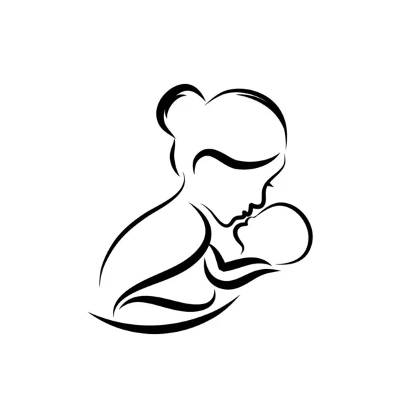 Máma a dítě, Baby Care Logo Design koncepce šablony, Matka C — Stockový vektor