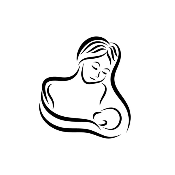 Mamá y bebé, Plantilla del concepto del diseño del logotipo del cuidado del bebé, Madre C — Vector de stock