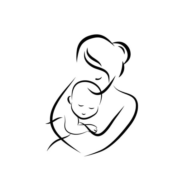 엄마와 아기, 아기 관리 로고 디자인 컨셉트 템플릿, 엄마 C — 스톡 벡터