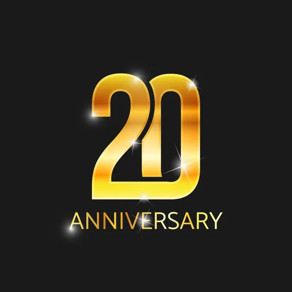 20. yıl dönümü altın etiketli vektör resmi