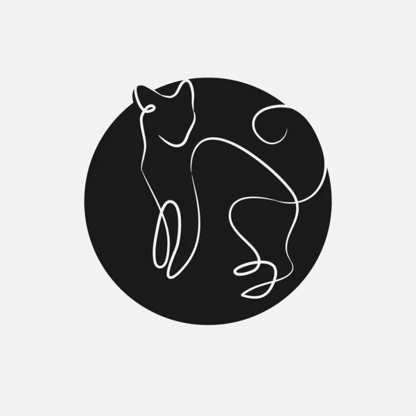 Bir çizgi kedi tasarımı silueti. El çizimi minimalizm stili vekto — Stok Vektör