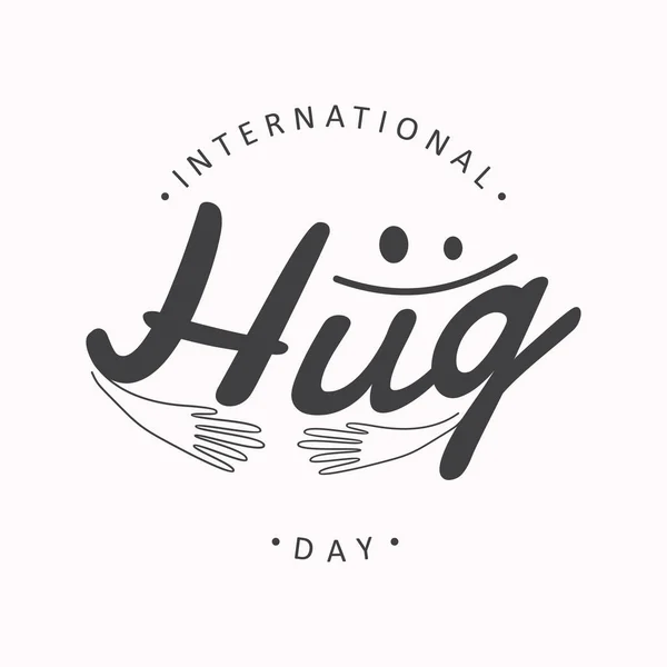 Vector typographic letter Hug Day with abstract hand illustratio