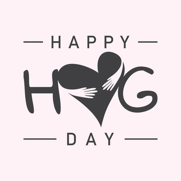 Векторная типографская буква Hug Day с абстрактной иллюстрацией руки — стоковый вектор