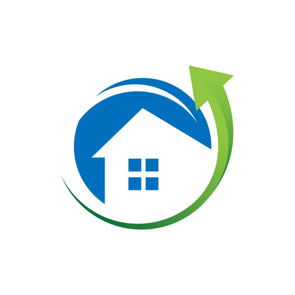 Icono del vector del logotipo de la mejora del hogar Stylist House and Roof Sign wi — Vector de stock