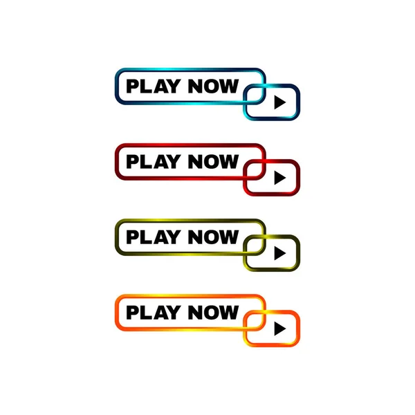 Play now button four colored editable call to action buttons vec — 스톡 벡터