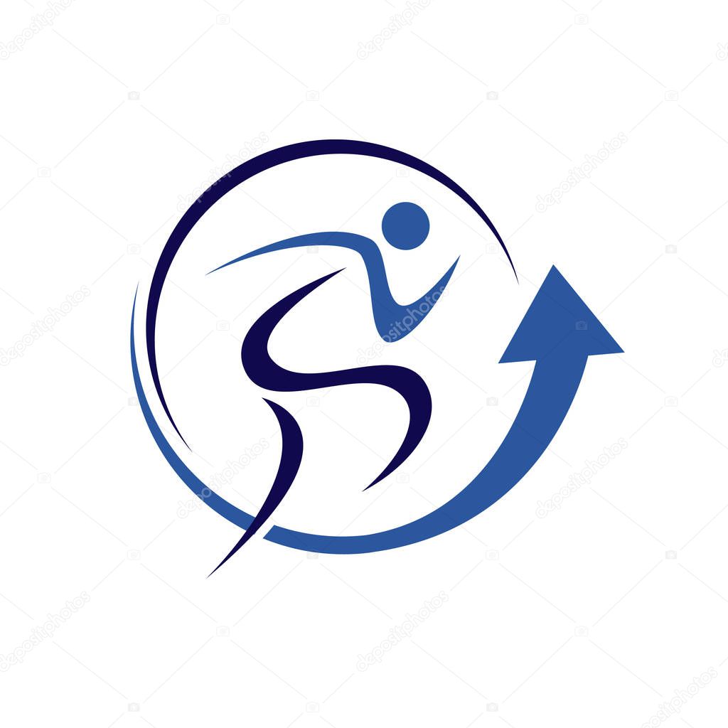 New simple physical training logo vector healthy people and arrow up illustrations