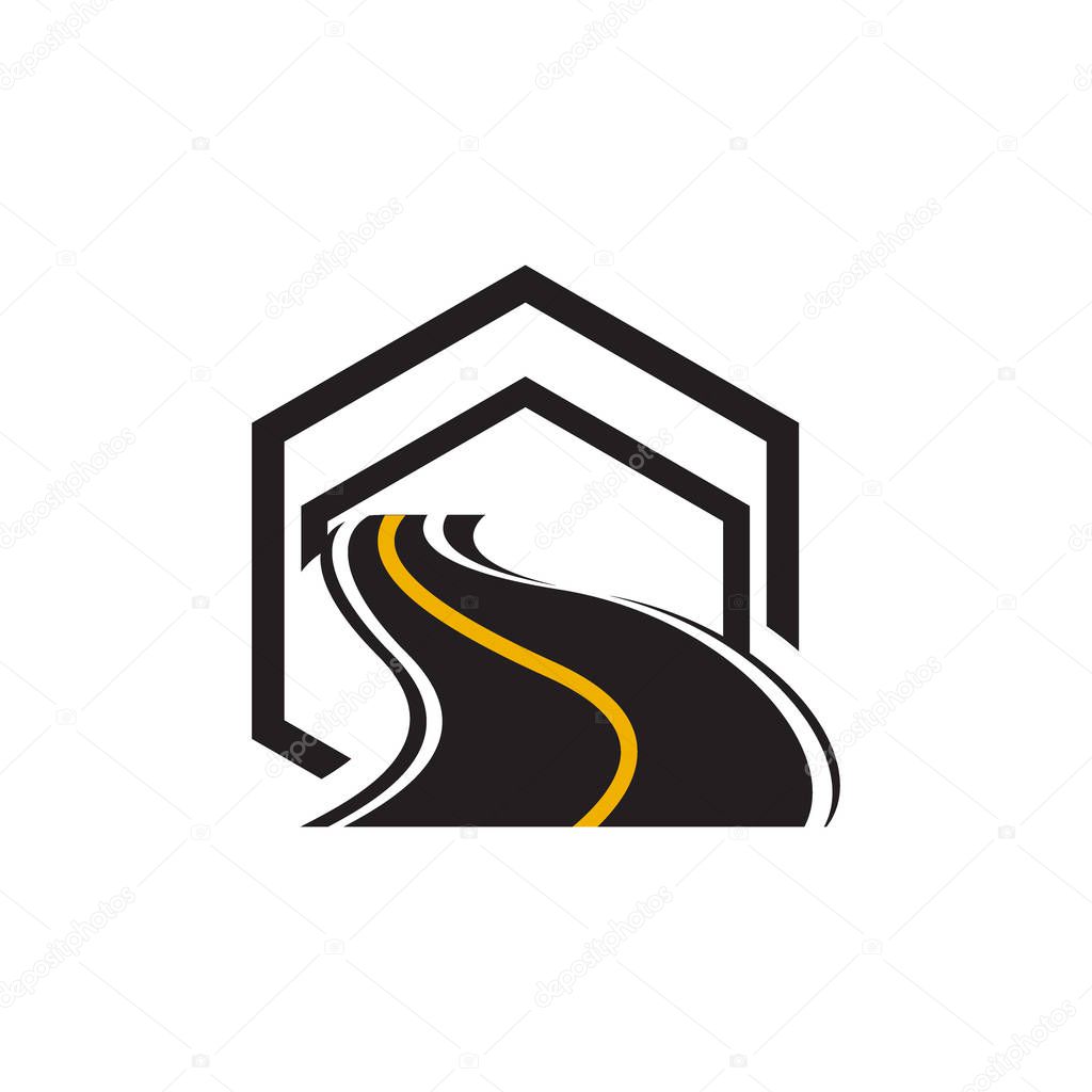 Road maintenance creative sign concept. Paving logo design templ