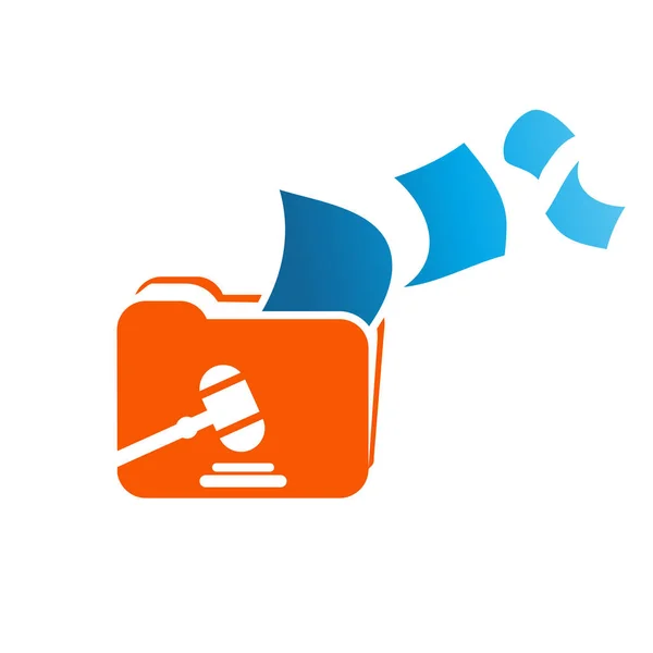 Σχεδιασμός φάκελο λογότυπο με σύμβολο του νόμου ή δικαστήριο διάνυσμα — Διανυσματικό Αρχείο