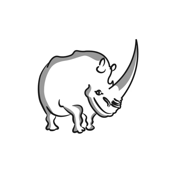 Γραφική των ρινόκερων που απομονώνονται σε λευκό φόντο, εικονογράφηση διάνυσμα — Διανυσματικό Αρχείο