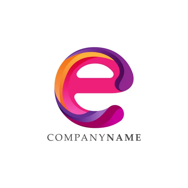 Carta E logotipo tecnologia de cor gradiente —  Vetores de Stock