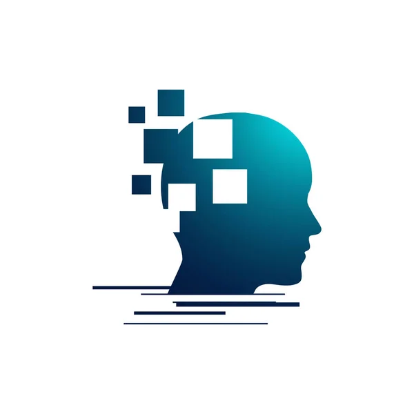 Machine learning logo design vector ilustrações cérebro ai techn —  Vetores de Stock