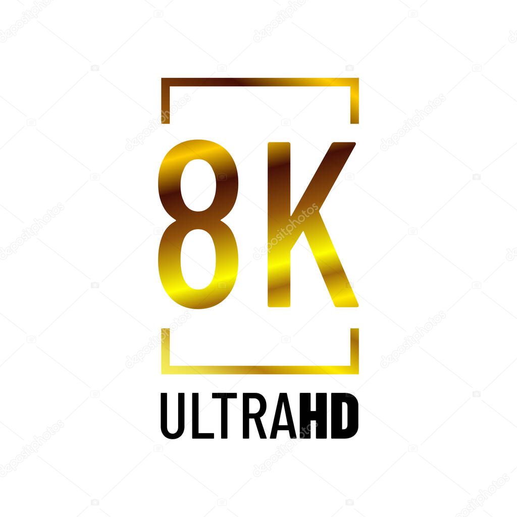 8K Ultra HD logo symbol 8K UHD sign mark Ultra High definition resolution icon vector