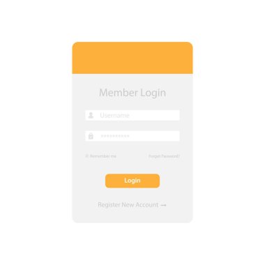 Mobil uygulama ya da web sitesi tasarımı için giriş ekranı ve form şablonu. Ui, Ux, kullanıcı arayüzü kiti, akıllı telefon uygulama tasarımı. Düz ve minimal biçim