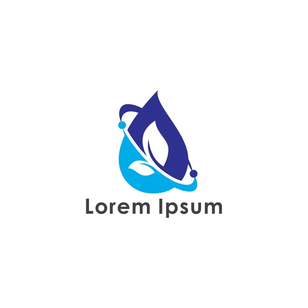 Λογότυπος έννοιας νερού και φύλλων — Διανυσματικό Αρχείο