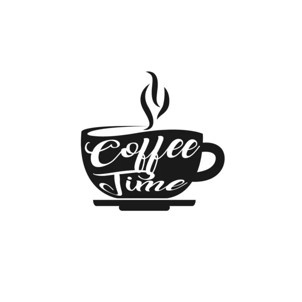 เวลากาแฟ ตัวอักษรแยกจากพื้นหลังสีขาว อีพีเอส10 อาร์จีบี — ภาพเวกเตอร์สต็อก