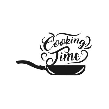 Black sketched cast-iron frying pan with the slogan - Let's Cook