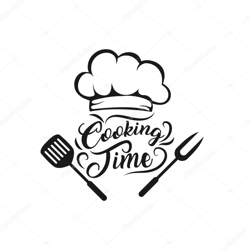 Cooking time. Ink hand lettering. Modern brush calligraphy. Handwritten phrase. Inspiration graphic design typography element. Cute simple vector sign.