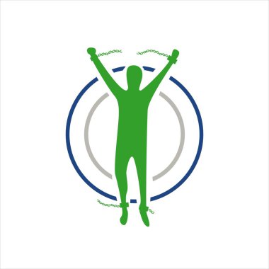 Kanatlarıyla uçan adamın özgürlük logosu tasarım vektörü çizimi