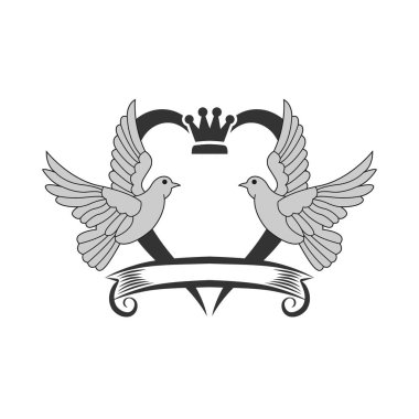 Aşık siluet sevimli kuşlar. Sevgililer Günü için şık bir kart. V