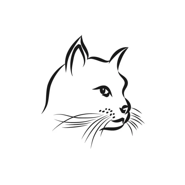 Een lijn kat ontwerp silhouette.hand getekend minimalisme stijl vecto — Stockvector