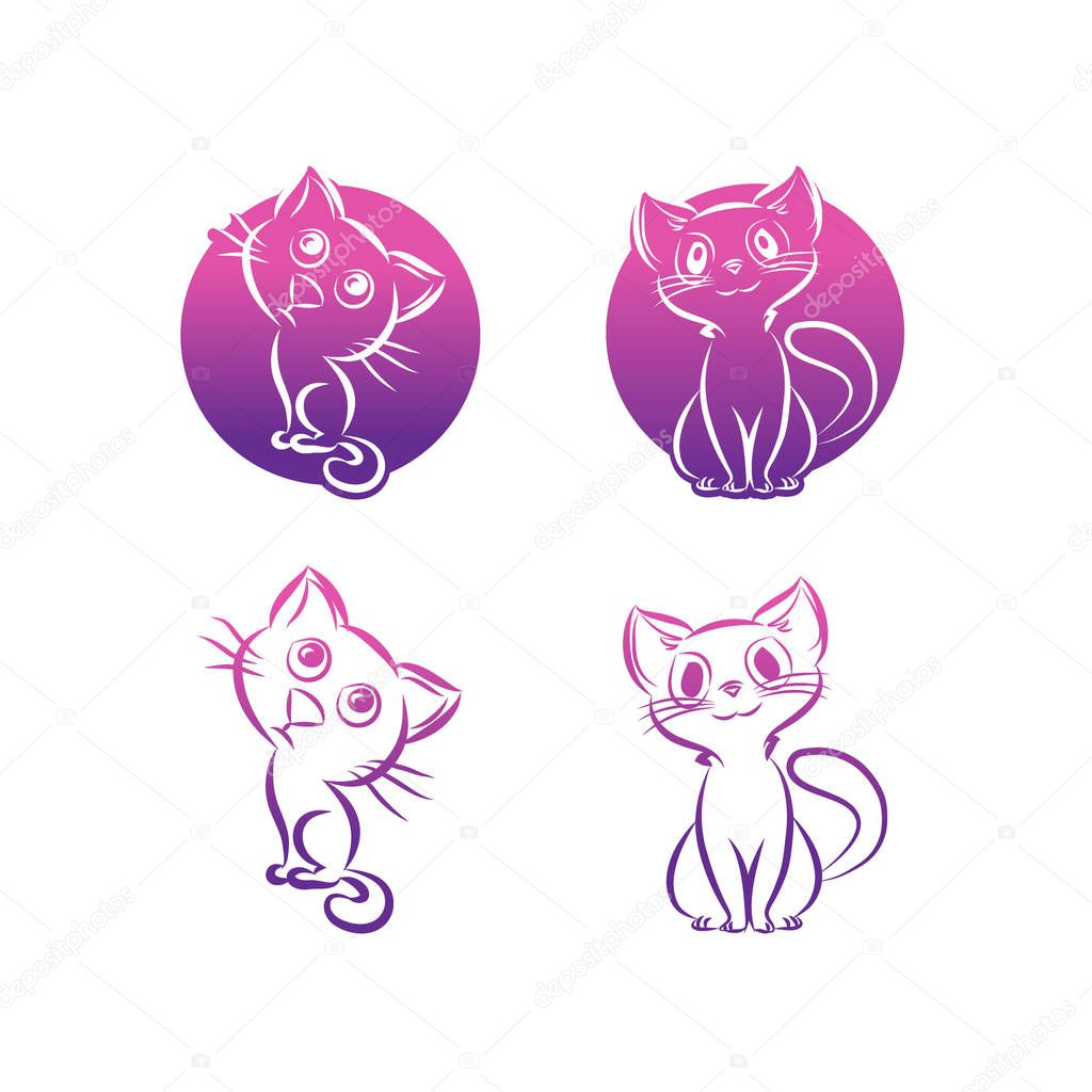 One line cat design silhouette.hand drawn minimalism style vector illustration