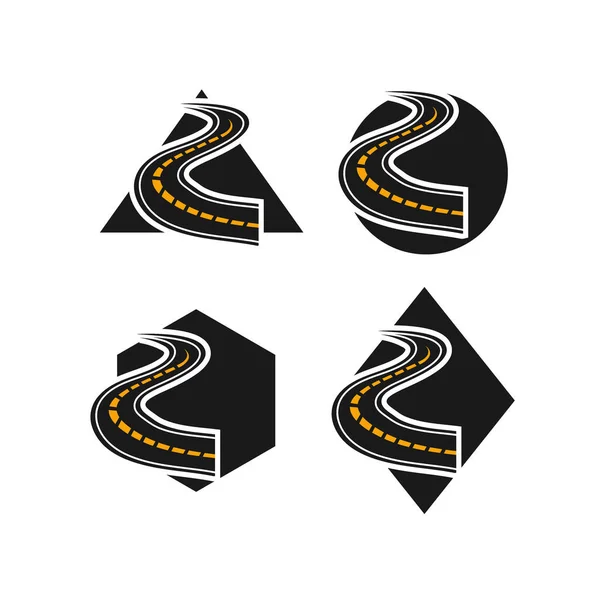Conjunto de ícones rodoviários e rodoviários e símbolos para o transporte des — Vetor de Stock