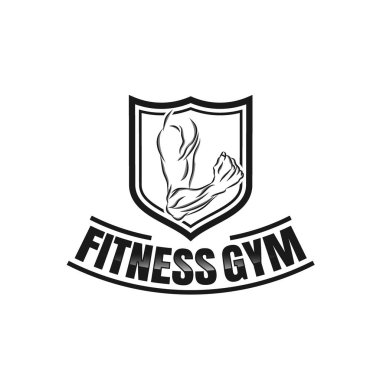 Fitness Logosu Şablonu, Rozet, Kalkan Çerçevesi, Kas Vücut, Adamın S