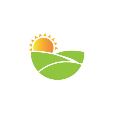 soyut yeşil renk yuvarlak şekilli güneşli çayır logosu