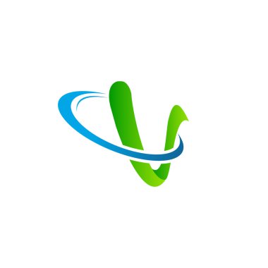 Yeşil Zarif V harfi Zarif bir stil. Güzel kaligrafi.