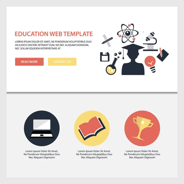 Online Education Flat Web Design Template — Stock Vector