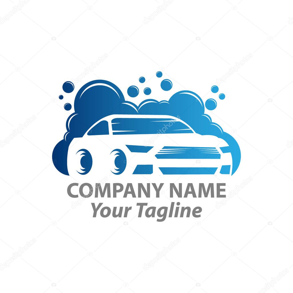 Eco Carwash or green carwashing logo isolated on white backgroun