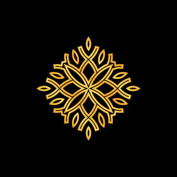 要素のデザイン記号のための金の色と葉の装飾アイコン — ストックベクタ