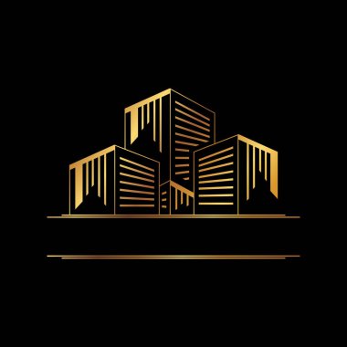 Siyah üzerinde altın rengi olan soyut ve lüks tasarım binası