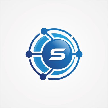 Technology design vector orbit with letter S symbol design minim