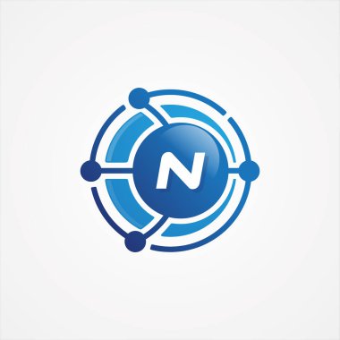 Technology design vector orbit with letter N symbol design minim