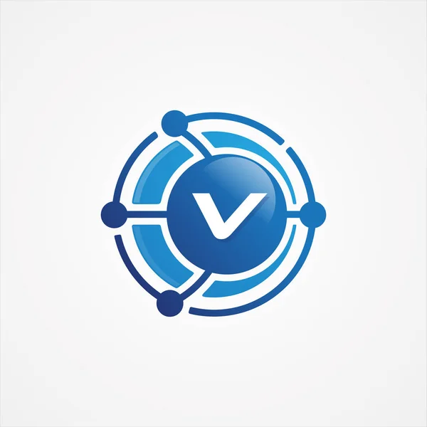 Technology design vector orbit with letter V symbol design minim — Stockvector