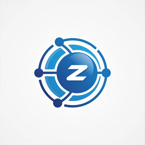 文字Zシンボルデザインと技術デザインベクトル軌道最小 — ストックベクタ