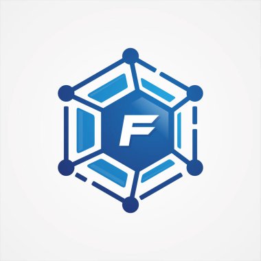 Teknoloji tasarım vektörü yörünge şekli altıgende F harfi sembol tasarımı minimalist. En iyi iş sembolün için F harfi. Vektör illüstrasyonu Bölüm 8 Bölüm 10