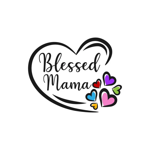 Beata Calligrafia Mama Buono Biglietto Auguri Volantino Poster Banner Stampa — Vettoriale Stock