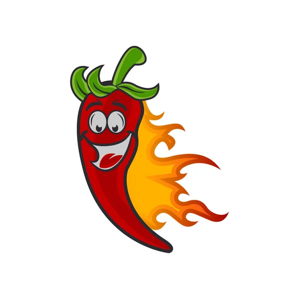 Red Chili Pepper Cartoon Maskottchen Atmet Flammen Vektor Illustration — Stockvektor
