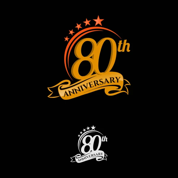 特別なお祝いイベントのための薄い数字の形の黄金の色と80周年記念デザイン — ストックベクタ
