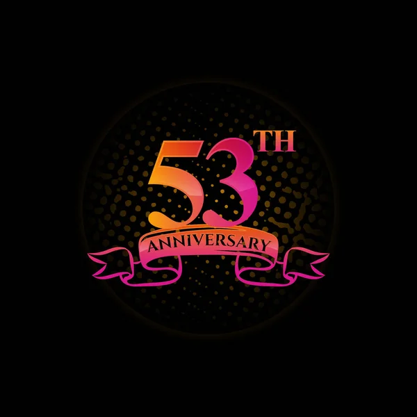 Celebrazione Del 53Esimo Anniversario Logo Con Anelli Oro Nastri Gradazione — Vettoriale Stock