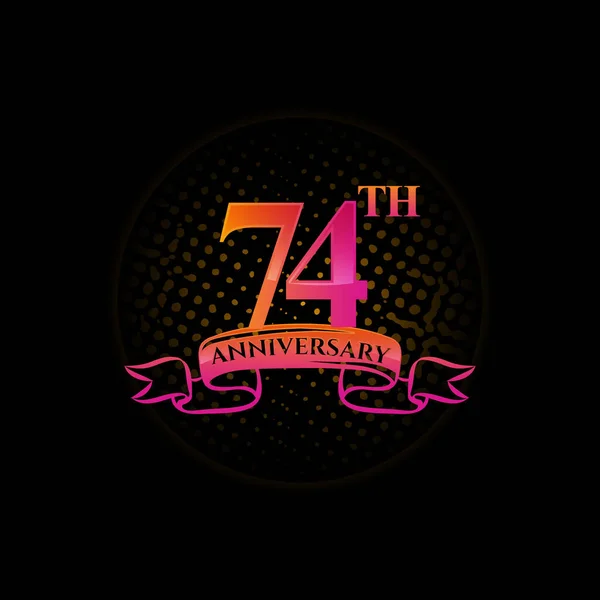 Viering Van 74E Verjaardag Logo Met Gouden Ringen Gradatie Linten — Stockvector