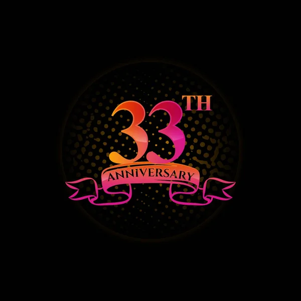 Viering Van 33Ste Verjaardag Logo Met Gouden Ringen Gradatie Linten — Stockvector