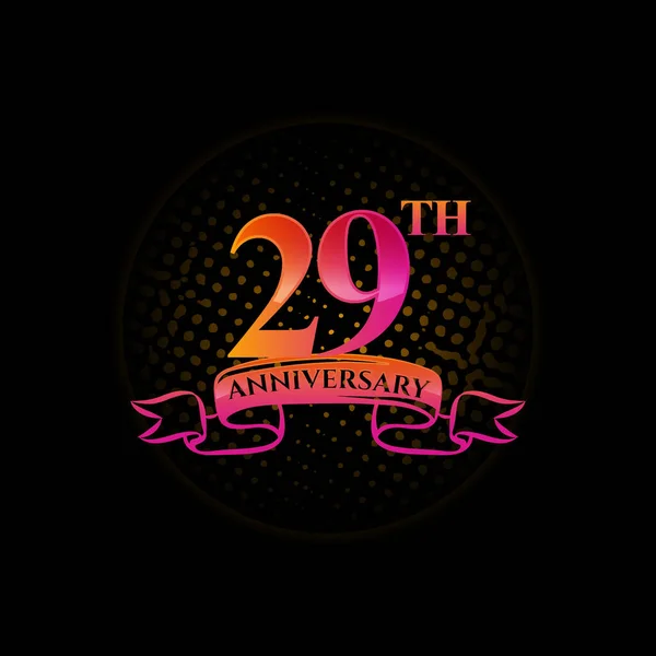 Viering Van 29E Verjaardag Logo Met Gouden Ringen Gradatie Linten — Stockvector