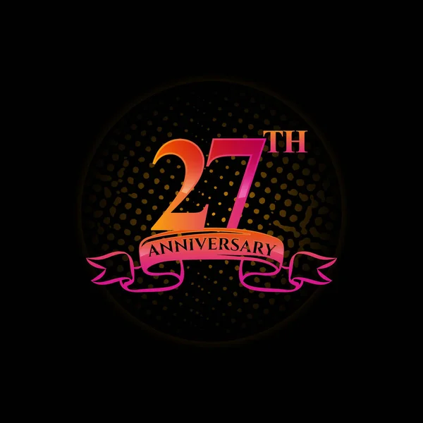 Viering Van 27E Verjaardag Logo Met Gouden Ringen Gradatie Linten — Stockvector
