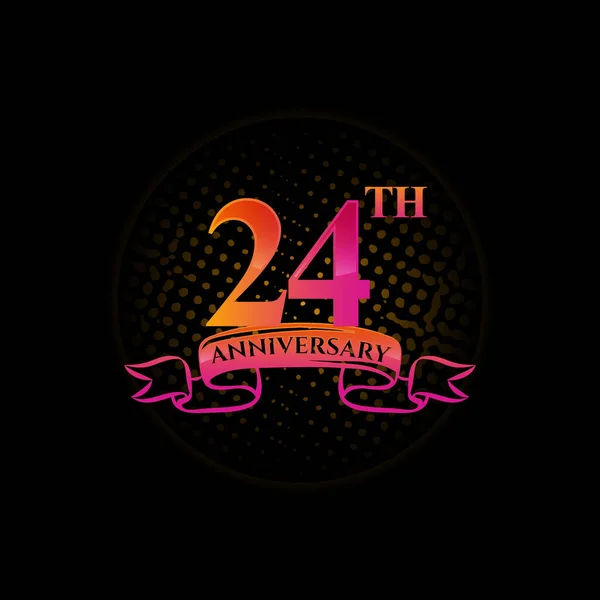 Celebrando Logotipo Del 24º Aniversario Con Anillos Oro Cintas Gradación — Archivo Imágenes Vectoriales
