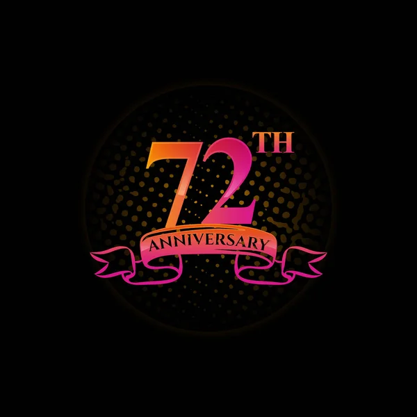 Celebrazione Del Logo Del 72Esimo Anniversario Con Anelli Oro Nastri — Vettoriale Stock